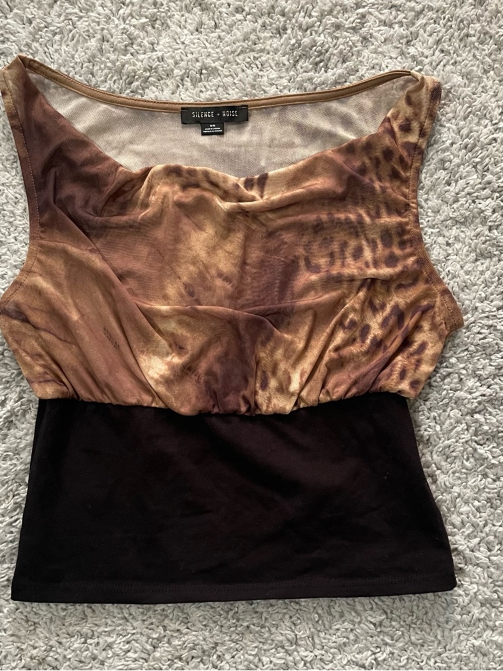 Silence + Noise Brown Animal-Effect & Black Sleeveless Tank